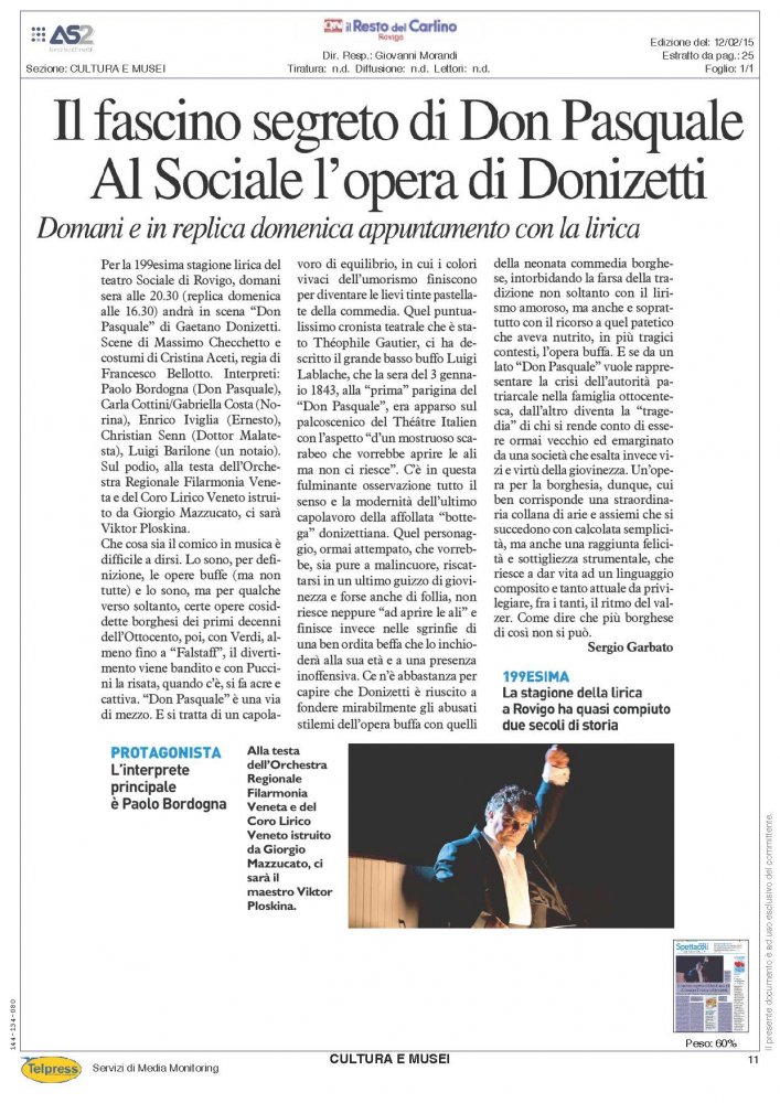 IL FASCINO SEGRETO DI DON PASQUALE AL SOCIALE L'OPERA DI DONIZZETTI